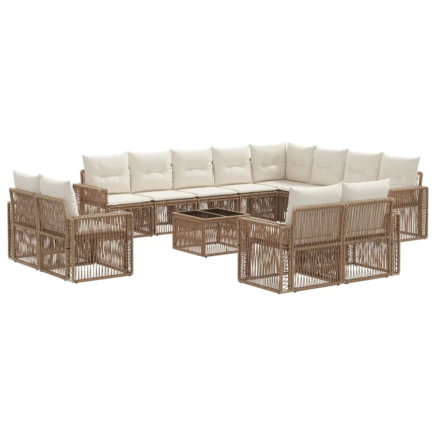 Ensemble de canapé de jardin 13 pcs Beige et blanc crème - 2