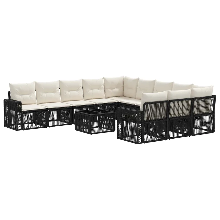 Ensemble de canapé de jardin 12 pcs Noir et blanc crème - 2
