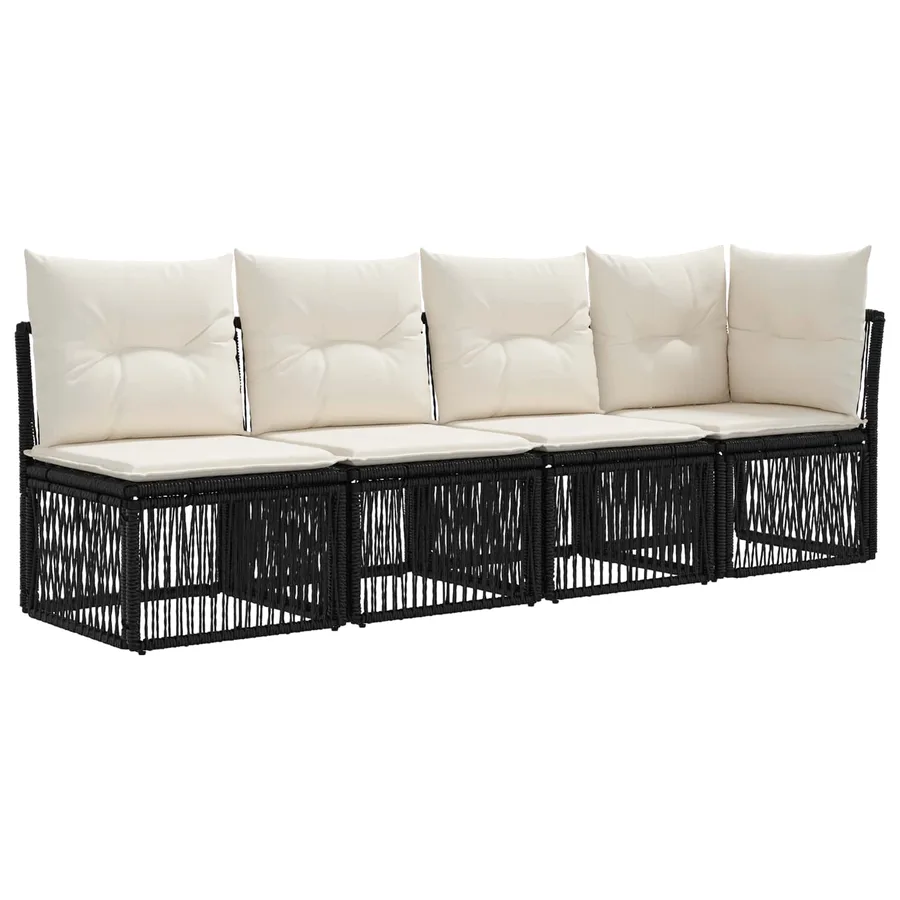 Ensemble de canapé de jardin 12 pcs Noir et blanc crème - 4