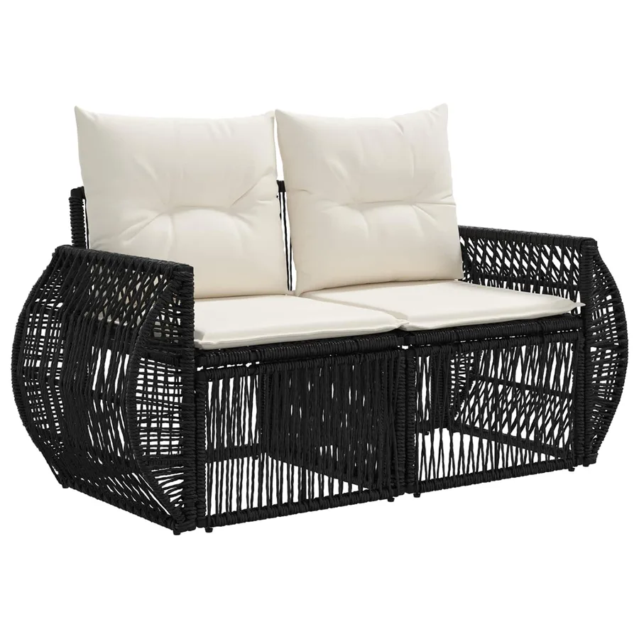 Ensemble de canapé de jardin 7 pcs Noir et blanc crème - 5