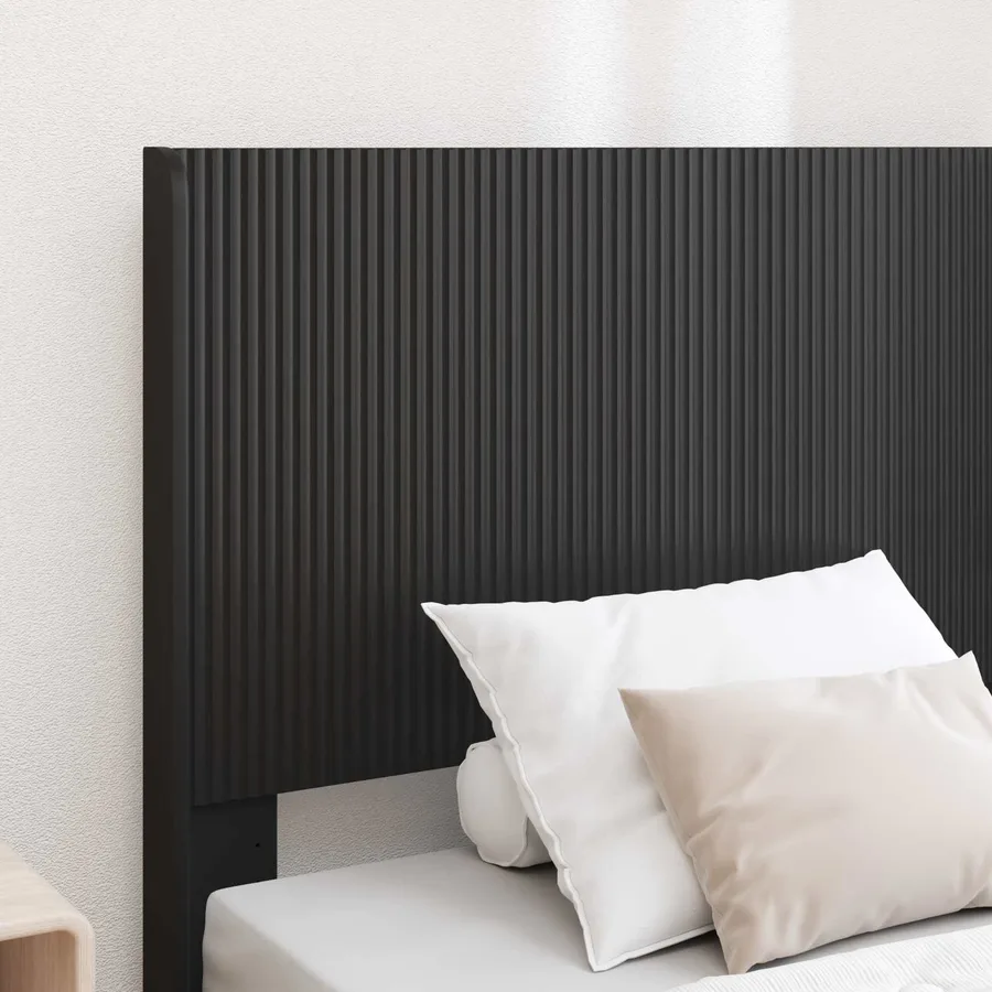 Cadre de lit avec rangement et tête de lit Noir 90 x 190 cm - 3