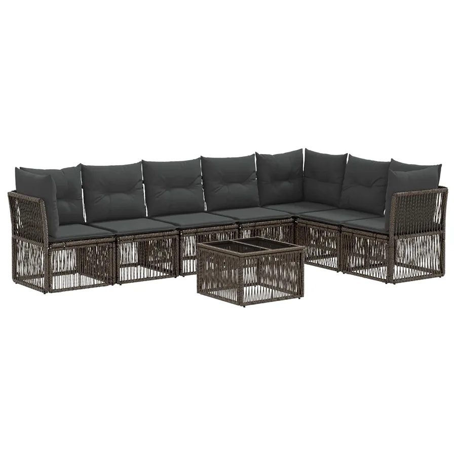 Ensemble de canapé de jardin 8 pcs Gris polyrotin - 2