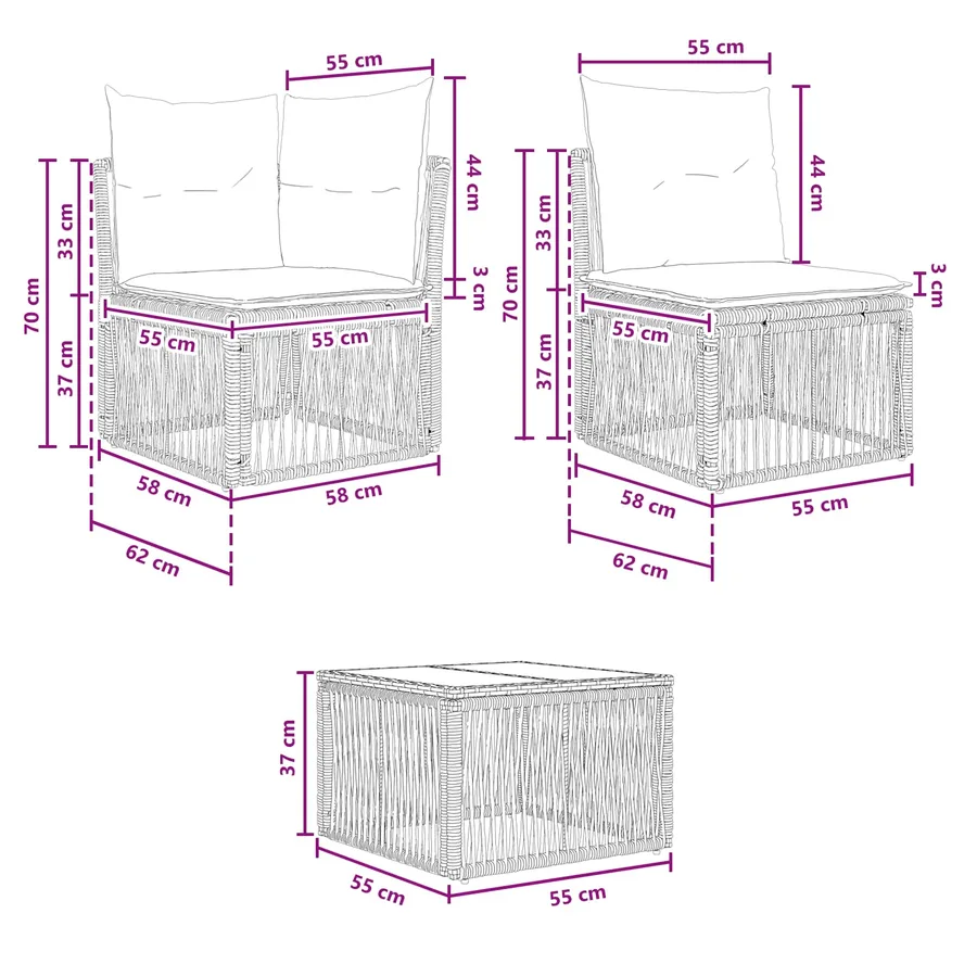 Ensemble de canapé de jardin 8 pcs Gris polyrotin - 8