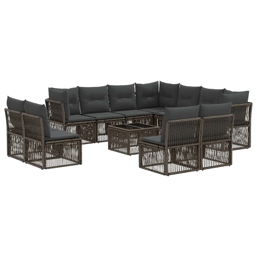 Ensemble de canapé de jardin 12 pcs Gris polyrotin - 2