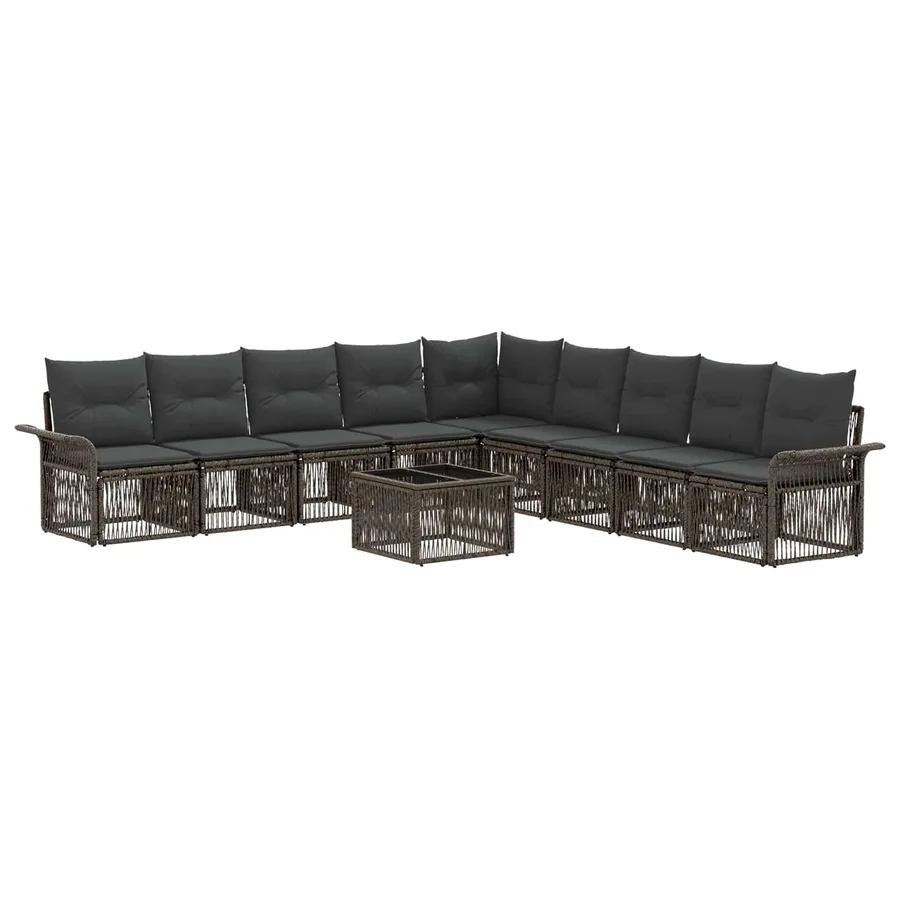 Ensemble de canapé de jardin 10 pcs Gris polyrotin - 2