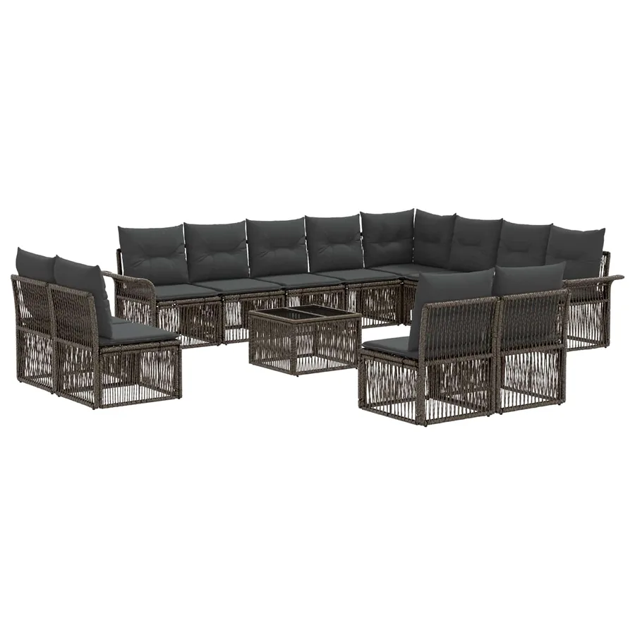 Ensemble de canapé de jardin 13 pcs Gris polyrotin - 2