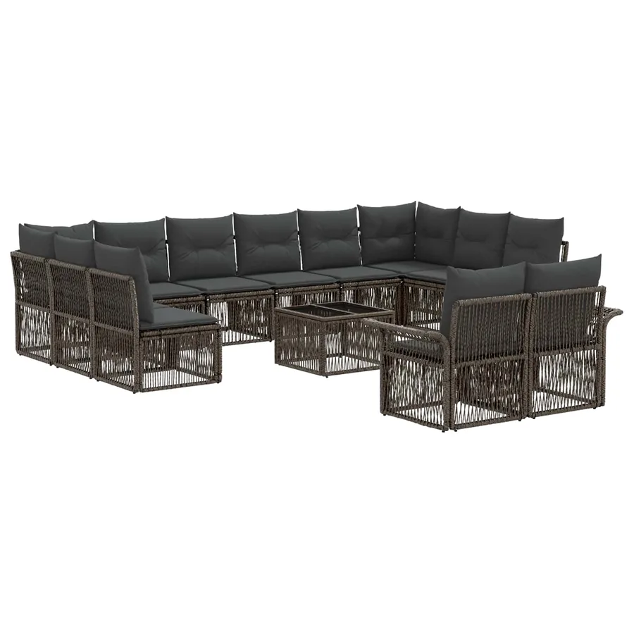 Ensemble de canapé de jardin 13 pcs Gris polyrotin - 2