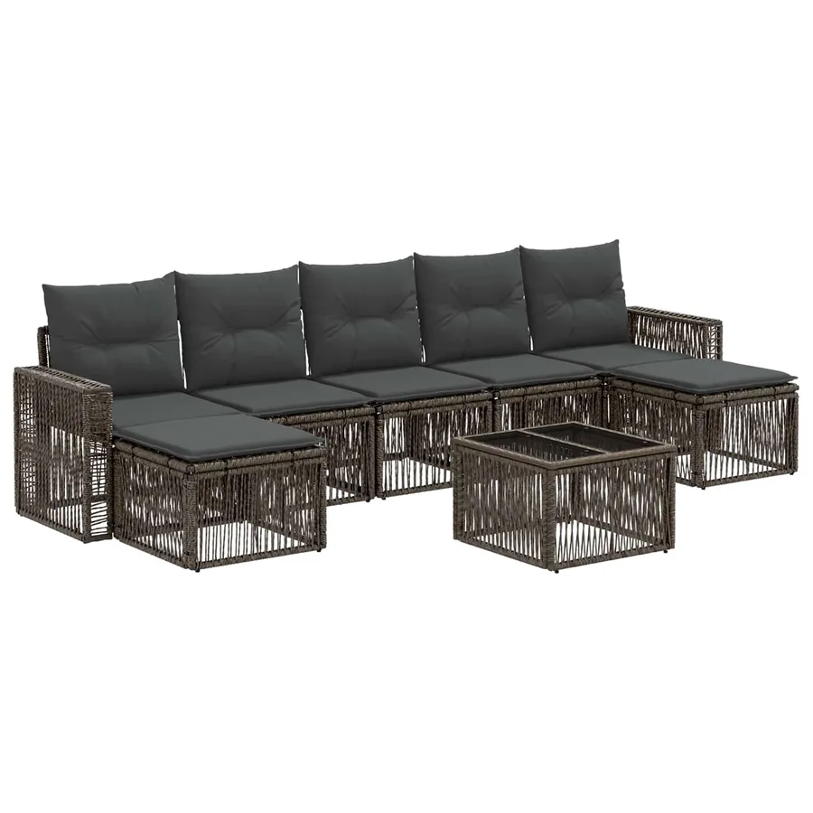 Ensemble de canapé de jardin 8 pcs Gris et Gris foncé polyrotin - 2
