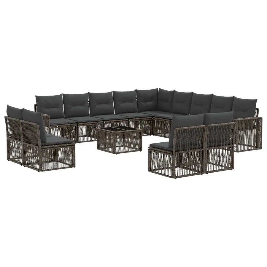 Ensemble de canapé de jardin 14 pcs Gris et Gris foncé - 2