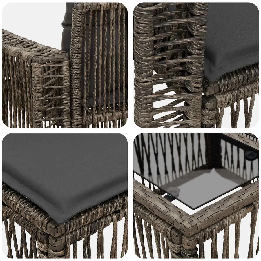Ensemble de canapé de jardin 14 pcs Gris et Gris foncé - 9