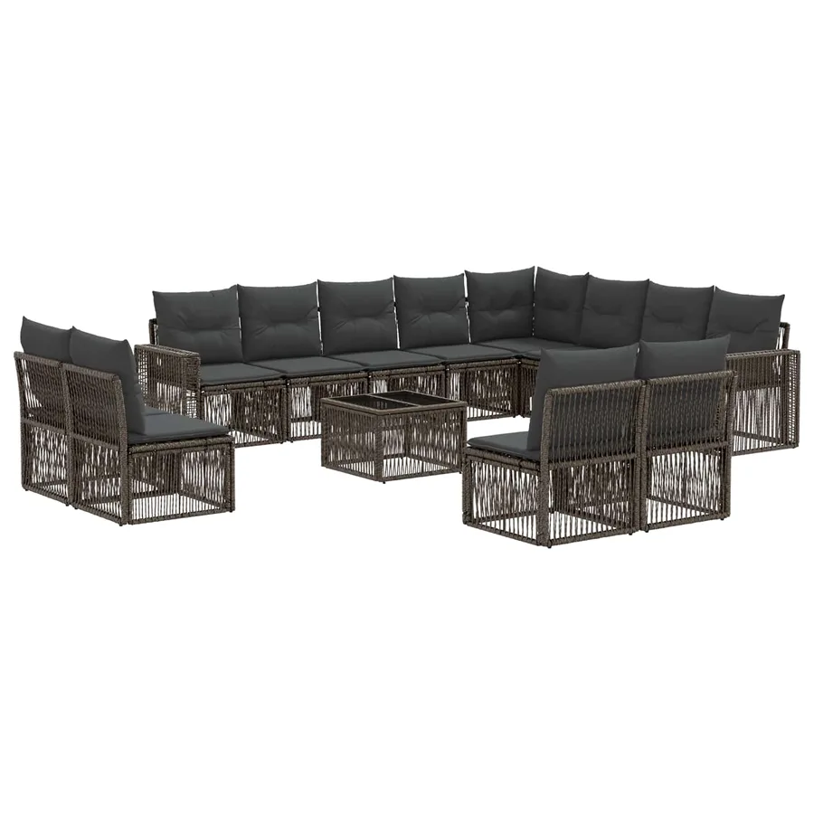 Ensemble de canapé de jardin 13 pcs Gris et Gris foncé - 2