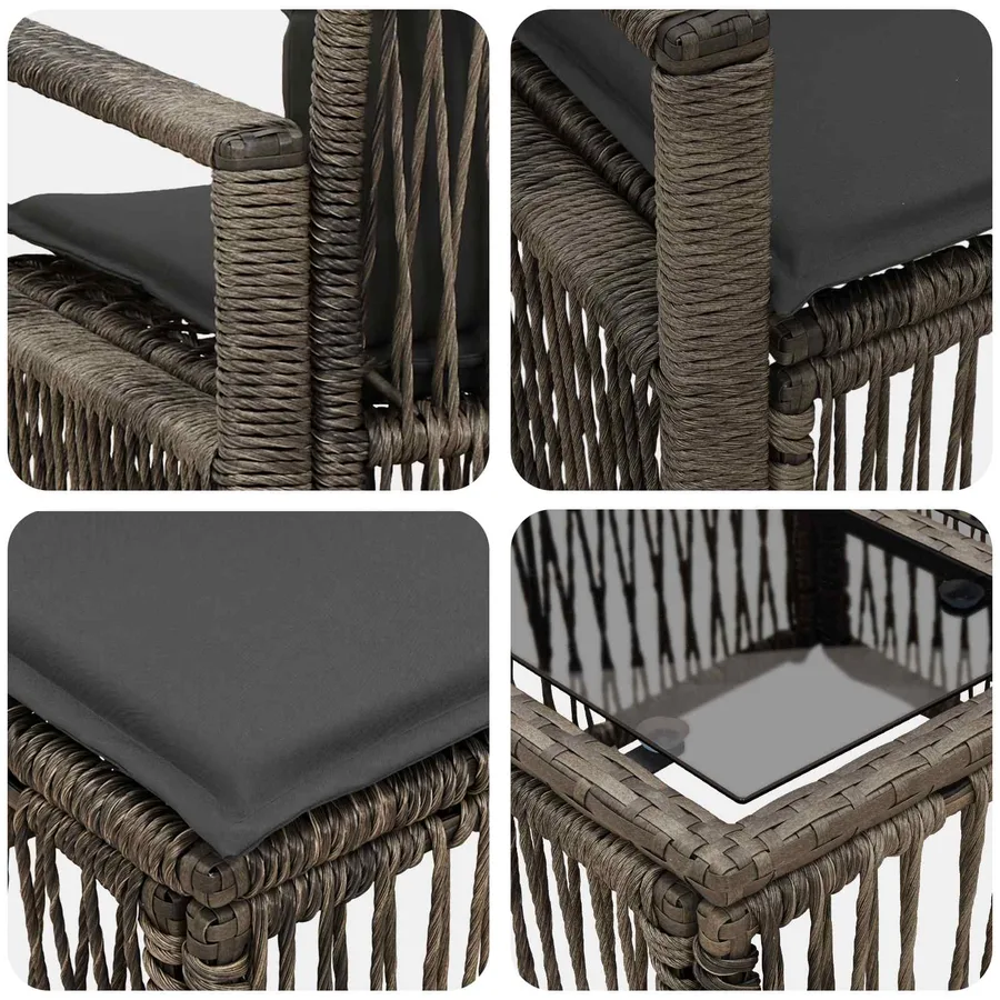 Ensemble de canapé de jardin 5 pcs Gris polyrotin - 7
