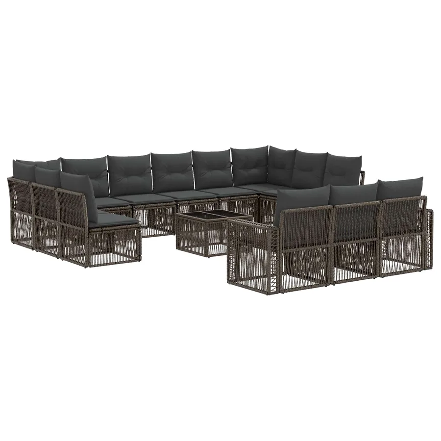 Ensemble de canapé de jardin 14 pcs Gris et Gris foncé - 2