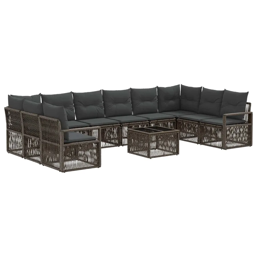 Ensemble de canapé de jardin 11 pcs Gris polyrotin - 2