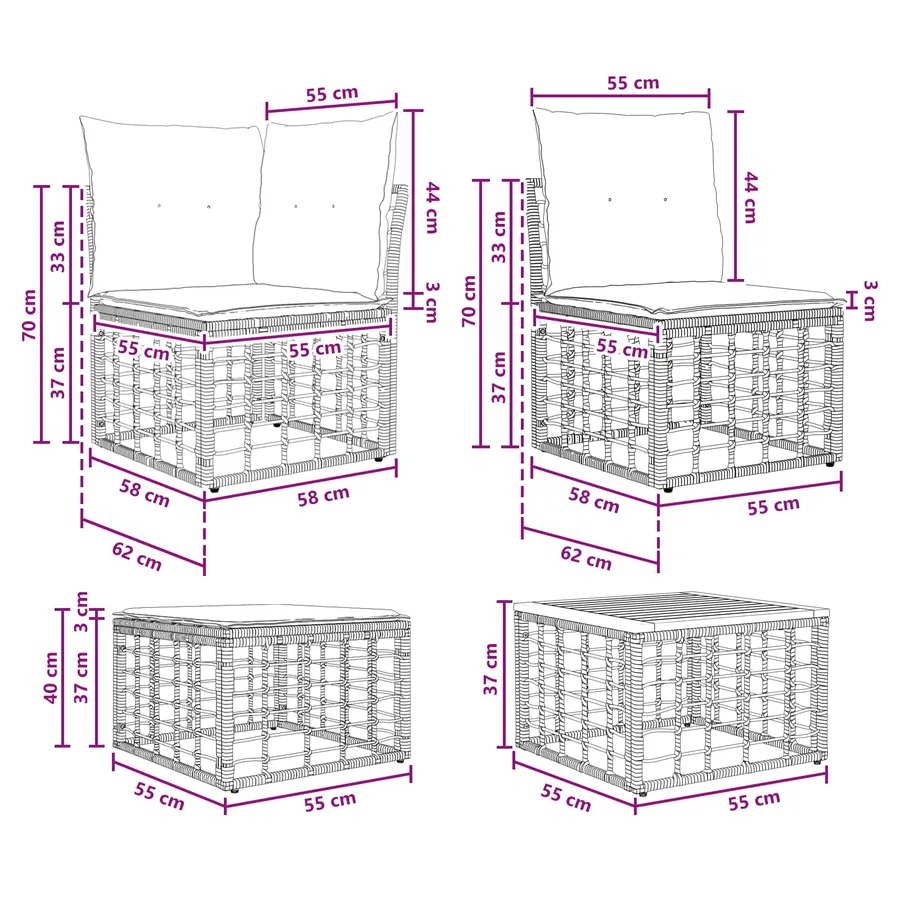 Ensemble de canapés d'extérieur 10 pcs Blanc Naturel et Crème - 11