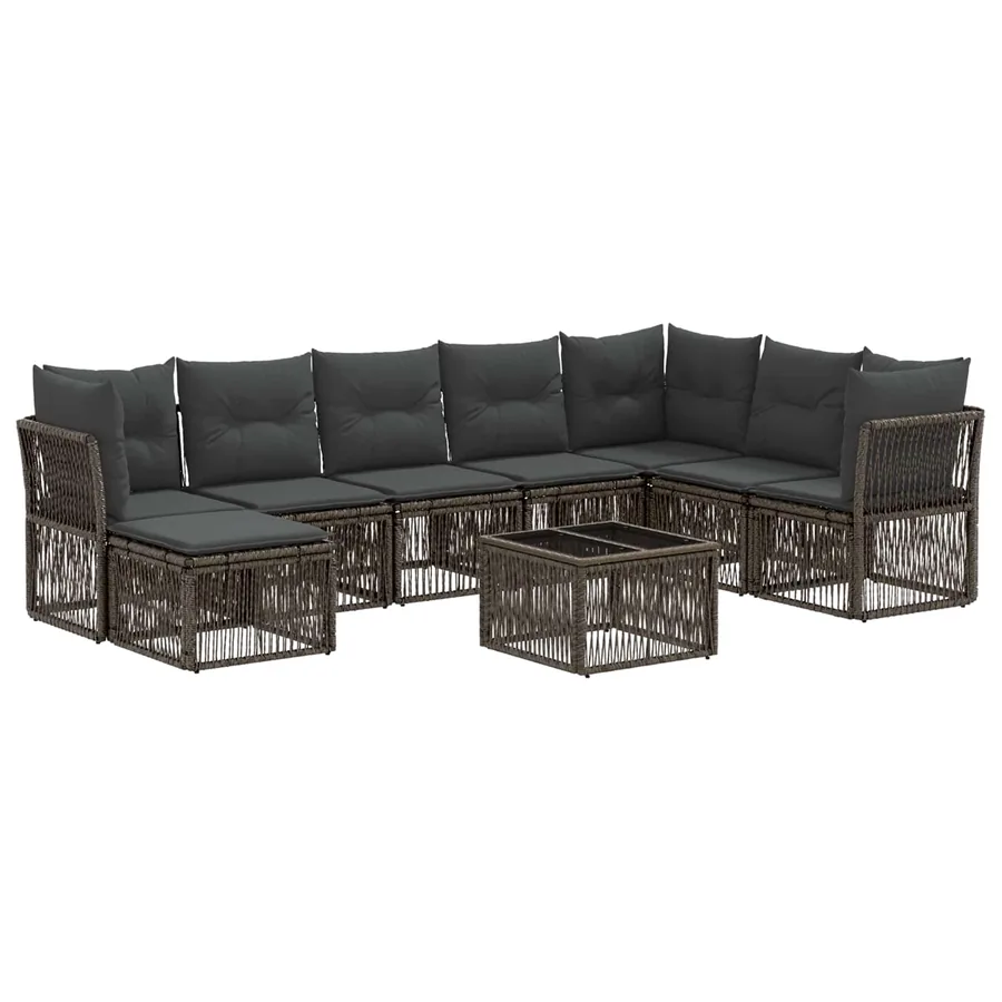 Ensemble de canapé de jardin 9 pcs Gris polyrotin