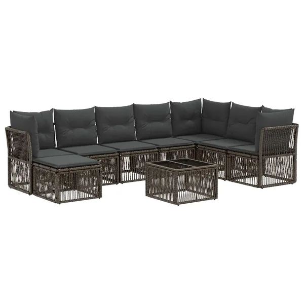 Ensemble de canapé de jardin 9 pcs Gris polyrotin