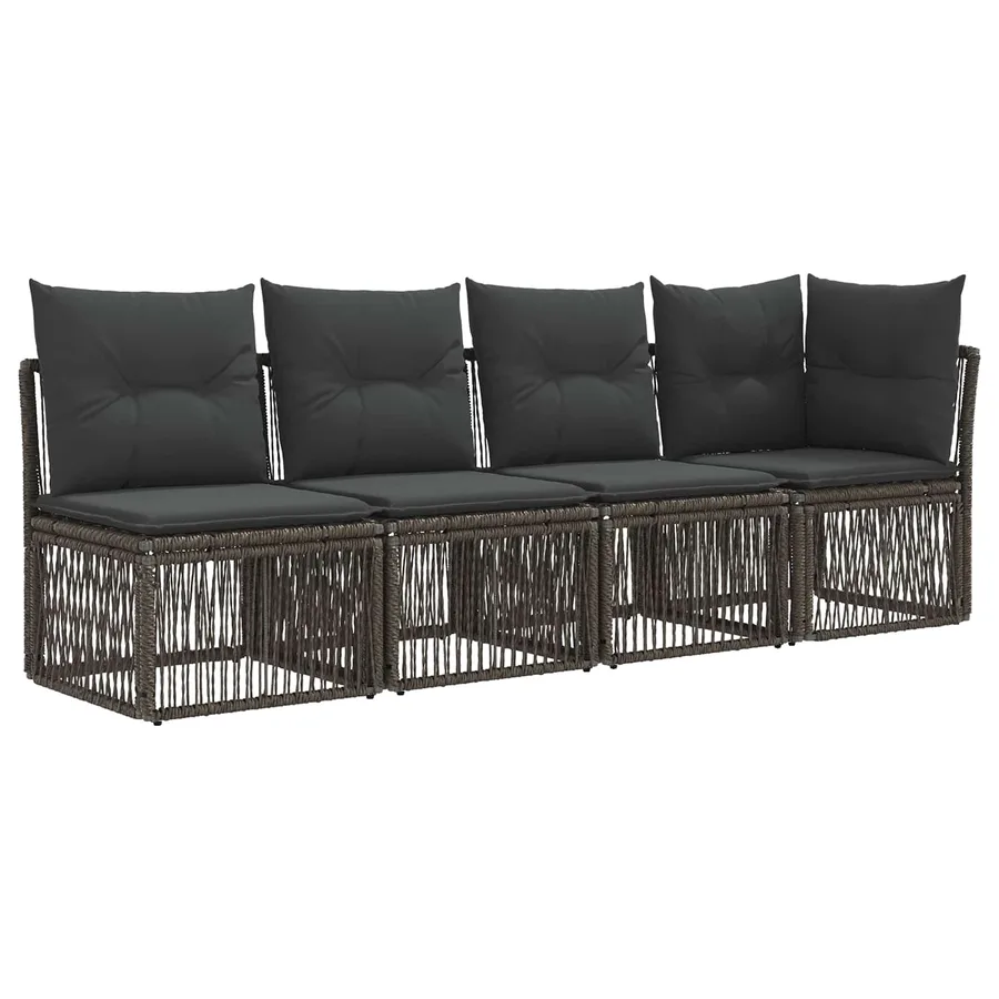 Ensemble de canapé de jardin 10 pcs Gris polyrotin - 3