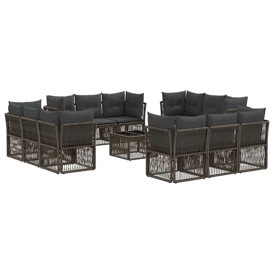 Ensemble de canapé de jardin 13 pcs Gris polyrotin - 2