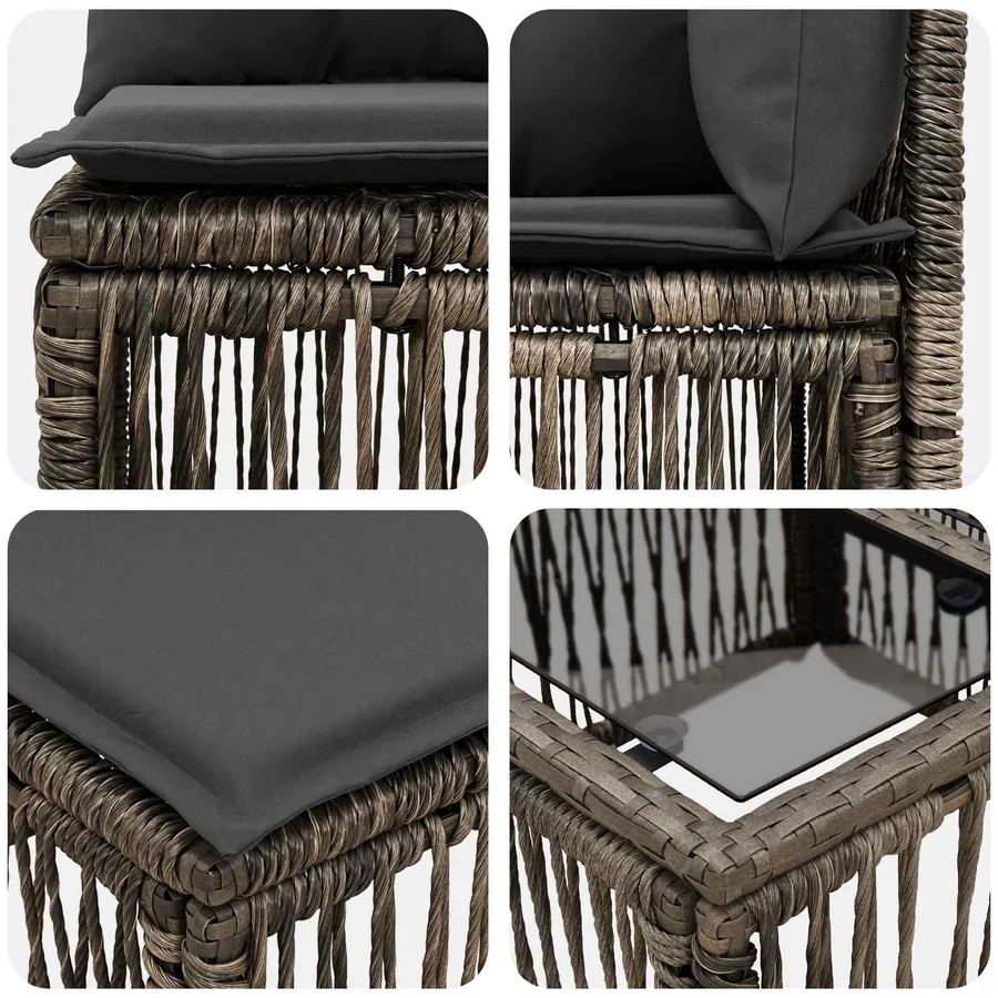Ensemble de canapé de jardin 14 pcs Gris polyrotin - 7
