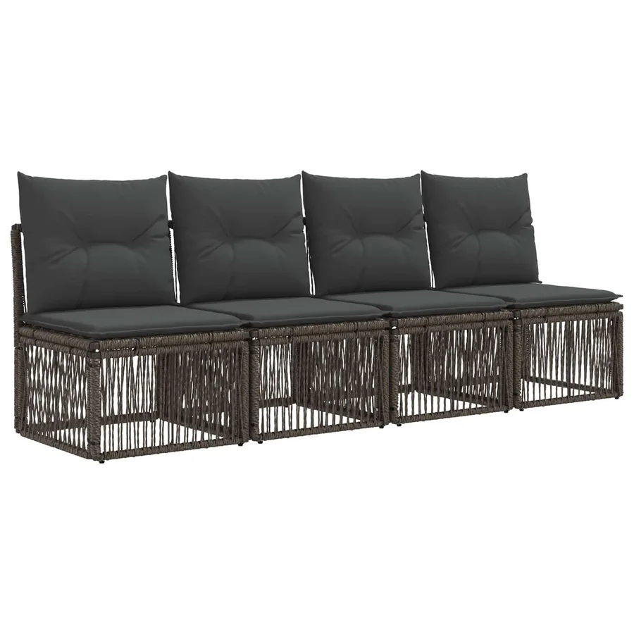 Ensemble de canapé de jardin 9 pcs Gris et Gris foncé polyrotin - 4