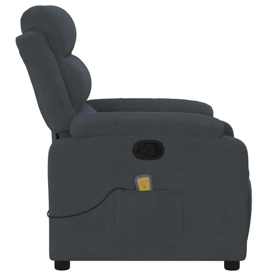 Fauteuil inclinable de massage gris foncé velours - 8