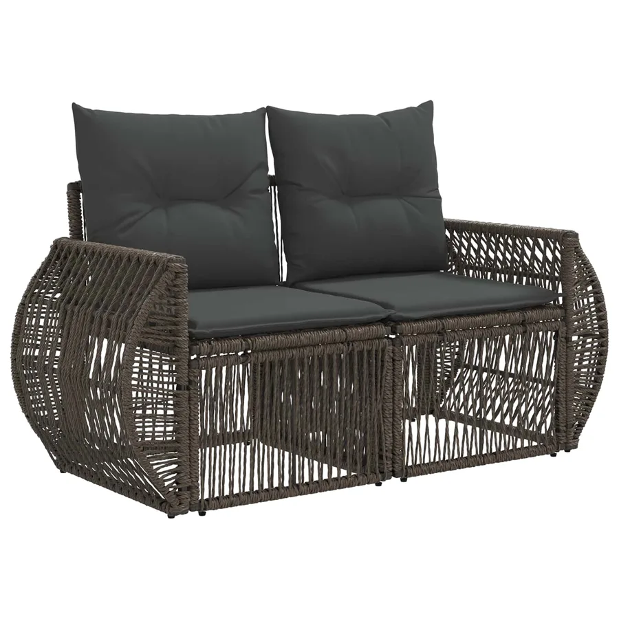 Ensemble de canapé de jardin 5 pcs Gris et Gris foncé polyrotin - 5