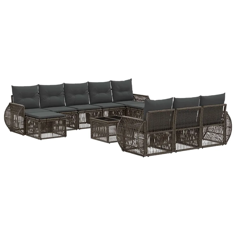 Ensemble de canapé de jardin 11 pcs Gris et Gris foncé - 2