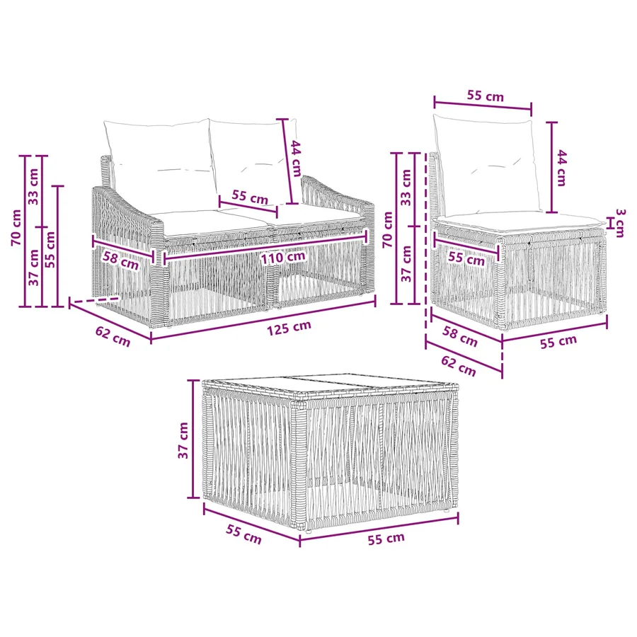 Ensemble de canapé de jardin 8 pcs Gris polyrotin - 10