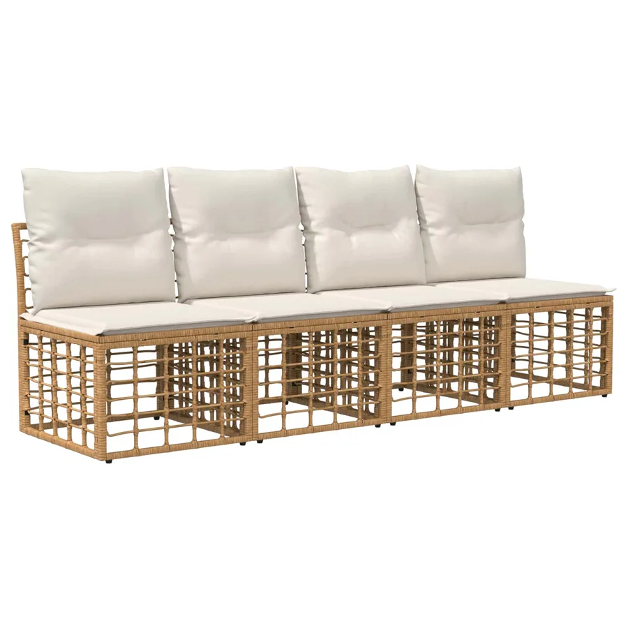 Ensemble de canapés d'extérieur 9 pcs Blanc Naturel et Crème - 5