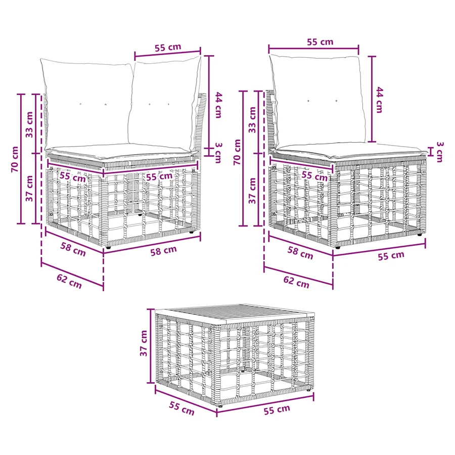 Ensemble de canapés d'extérieur 6 pcs Blanc Naturel et Crème - 9