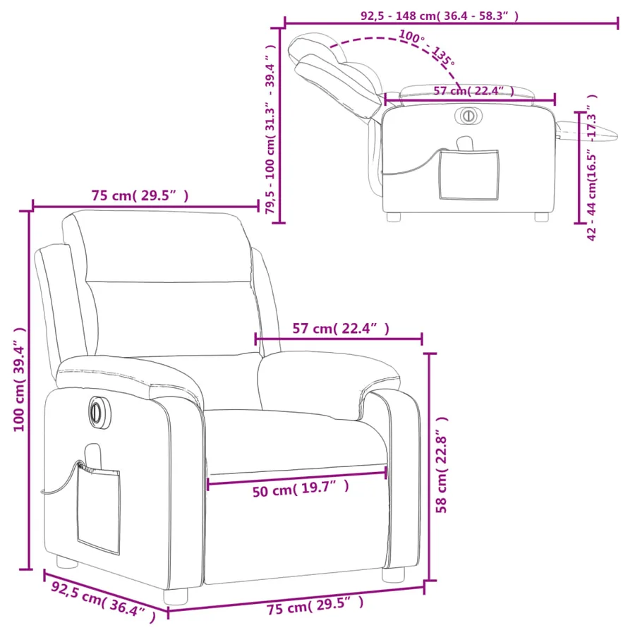 Fauteuil inclinable de massage électrique gris foncé velours - 16