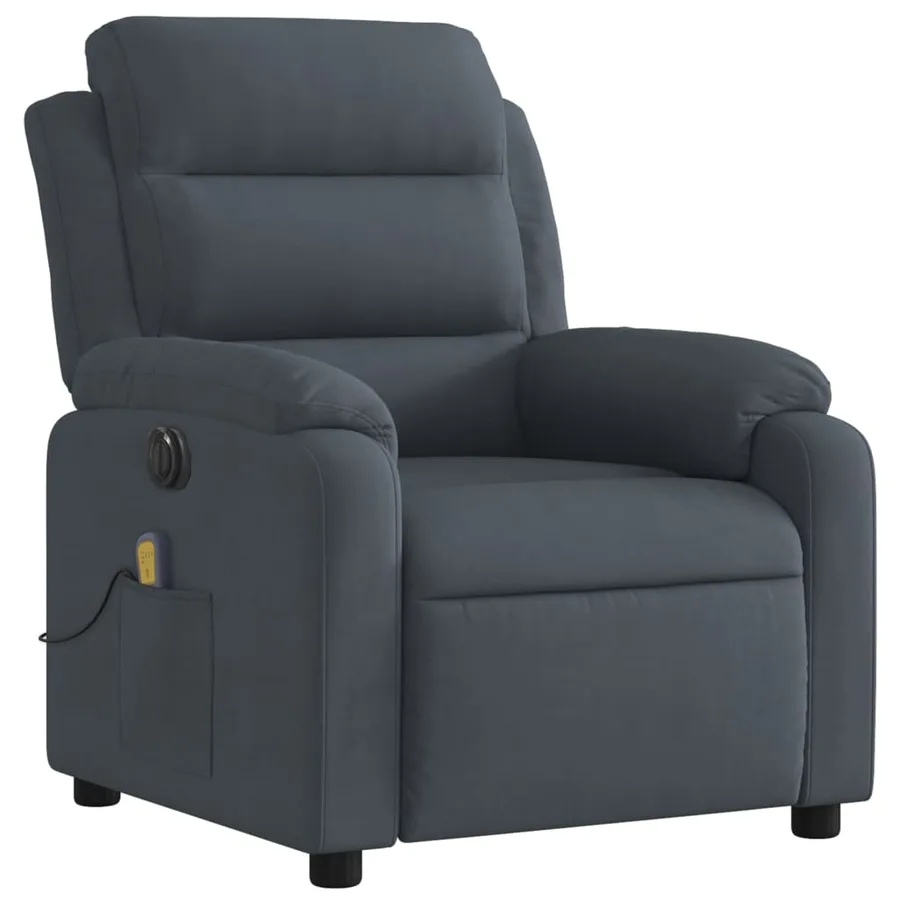 Fauteuil inclinable de massage électrique gris foncé velours - 3