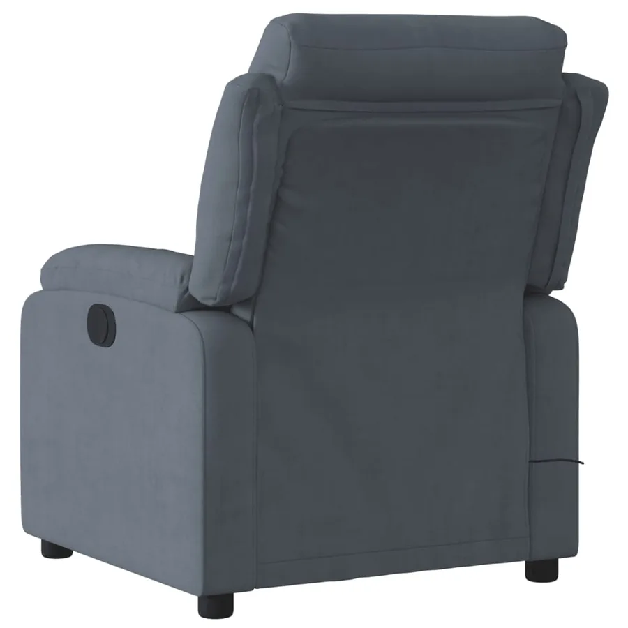Fauteuil inclinable de massage électrique gris foncé velours - 4