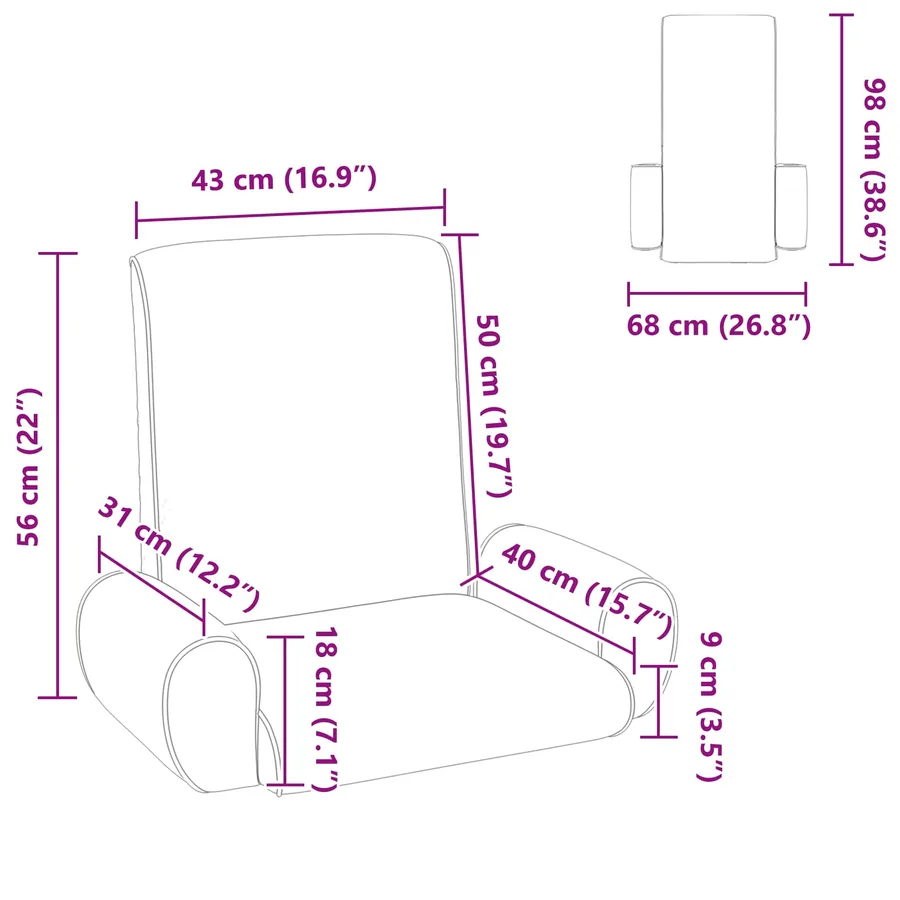 Fauteuil de sol ajustable Crème Velours grainé - 11