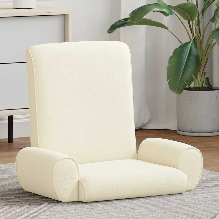 Fauteuil de sol ajustable Crème Velours grainé - 3