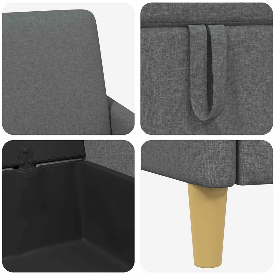 Canapé avec rangement 2 pcs Gris foncé Polyester - 6