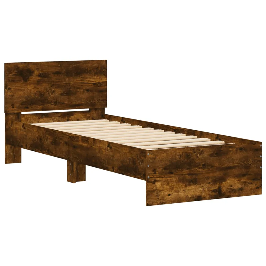 Cadre de lit avec LED Chêne fumé 80 x 200 cm Bois d'ingénierie - 4