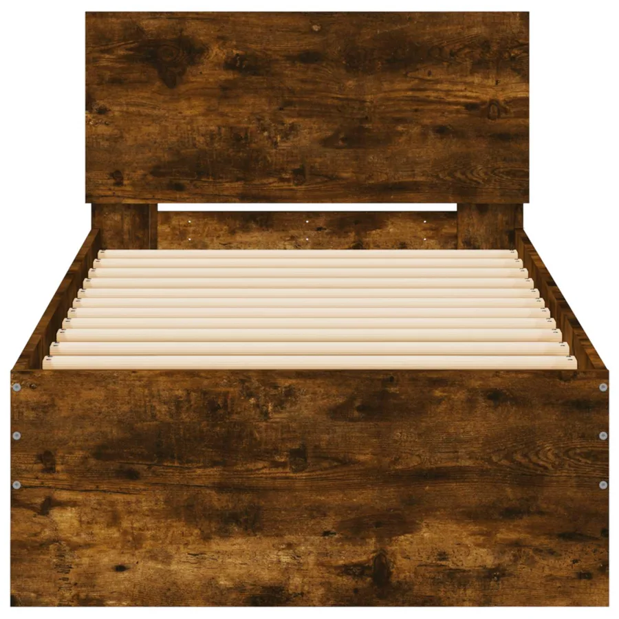 Cadre de lit avec LED Chêne fumé 80 x 200 cm Bois d'ingénierie - 5