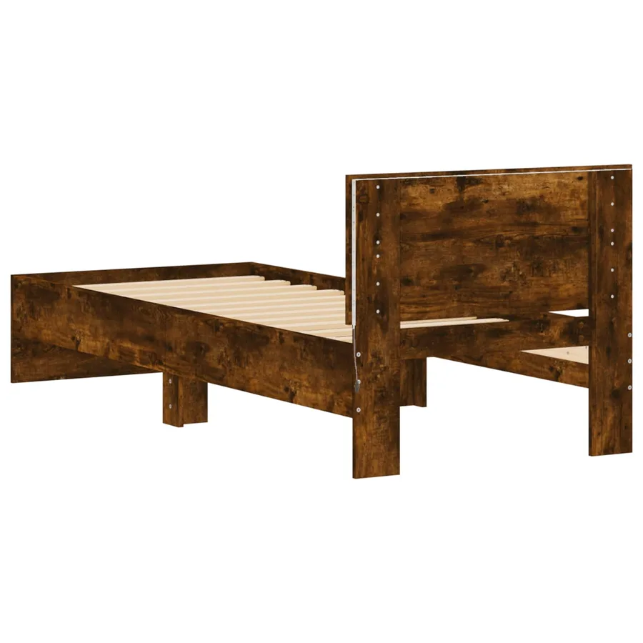 Cadre de lit avec LED Chêne fumé 80 x 200 cm Bois d'ingénierie - 7