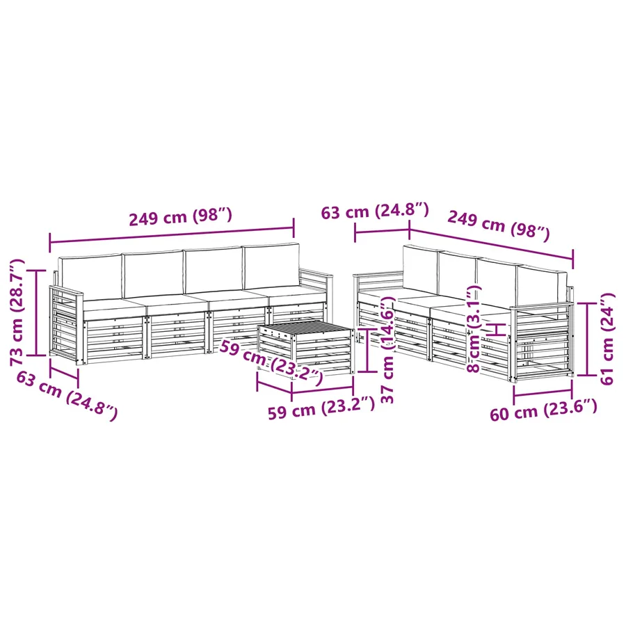 Ensembles de canapés 9 pcs Blanc et crème Polyester - 7