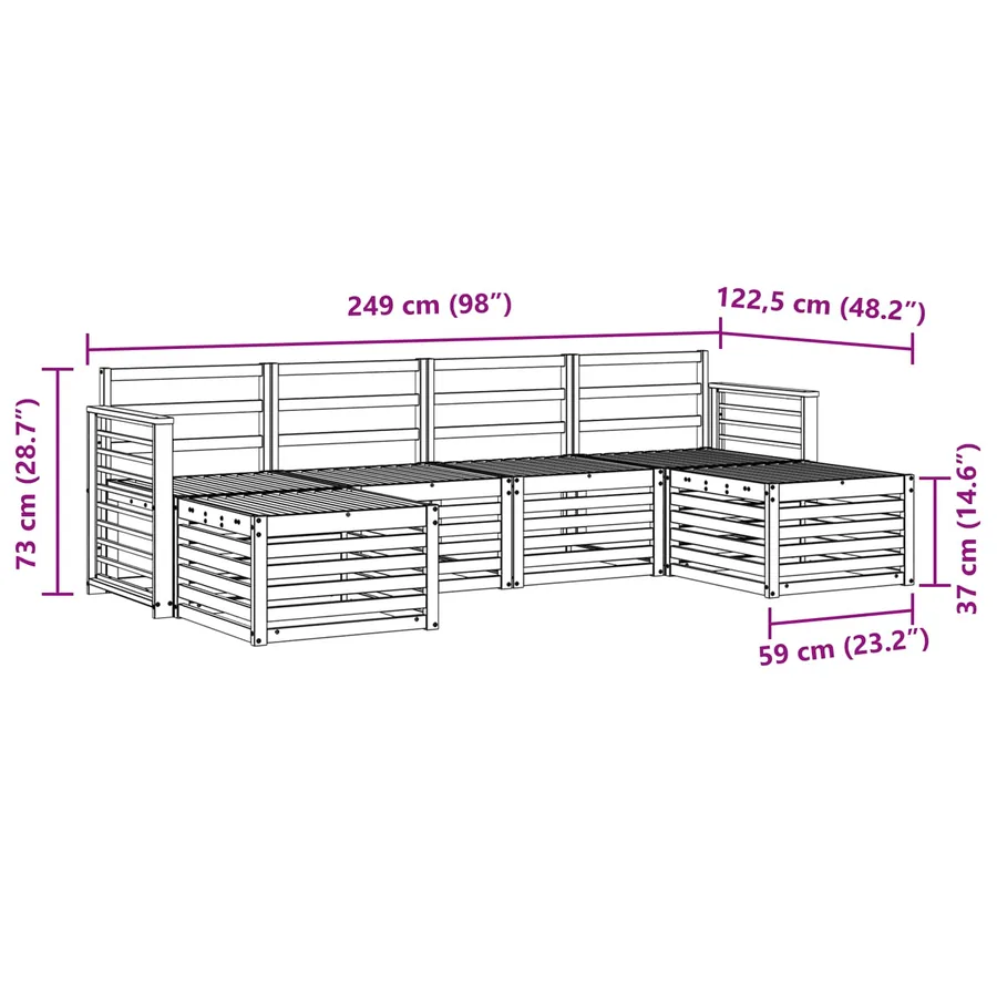Ensembles de canapés 6 pcs Blanc Bois d'Acacia Massif - 7
