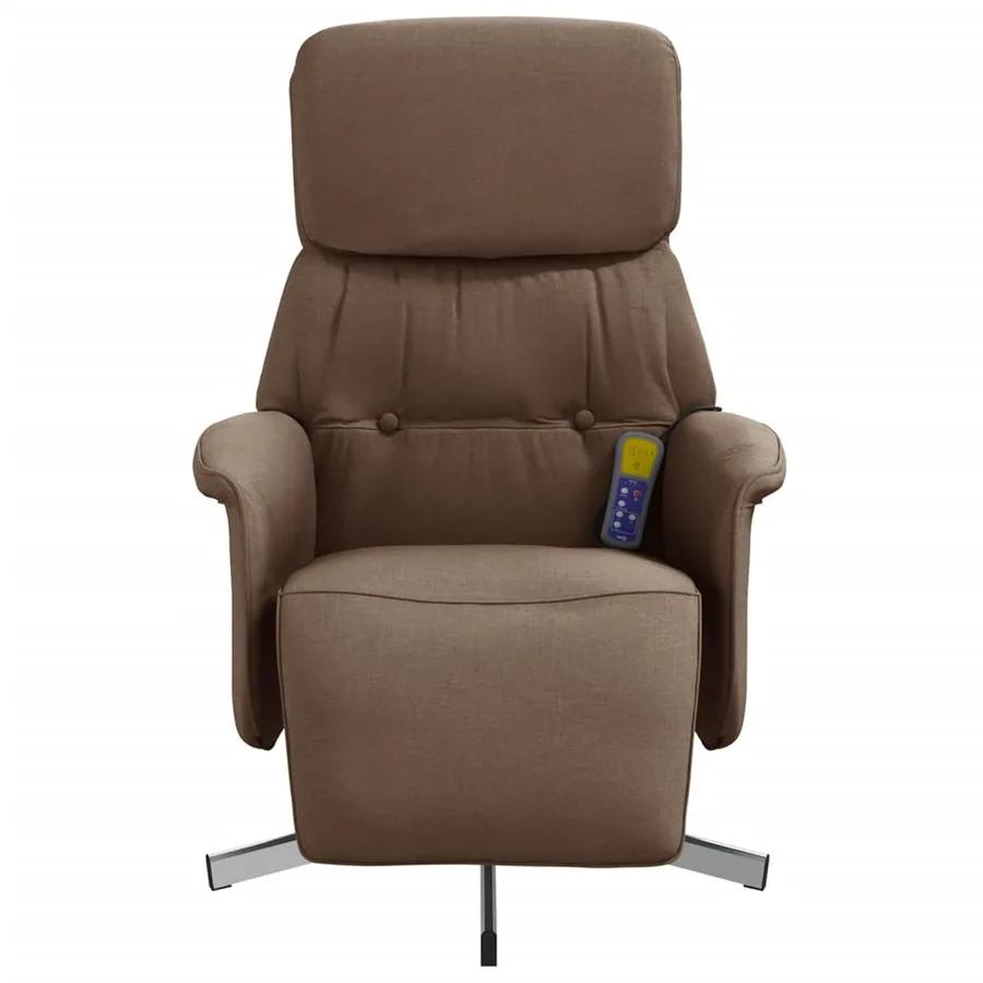 Fauteuil inclinable de massage avec repose-pieds marron tissu - 4