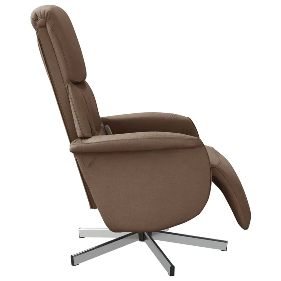 Fauteuil inclinable de massage avec repose-pieds marron tissu - 5