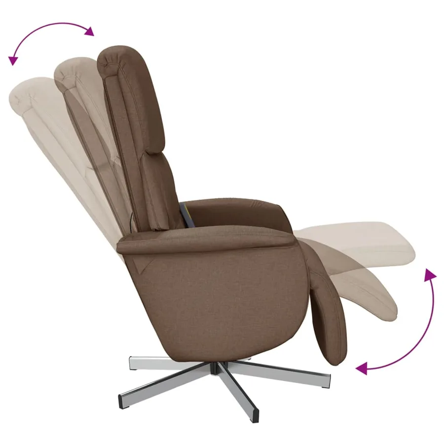 Fauteuil inclinable de massage avec repose-pieds marron tissu - 7