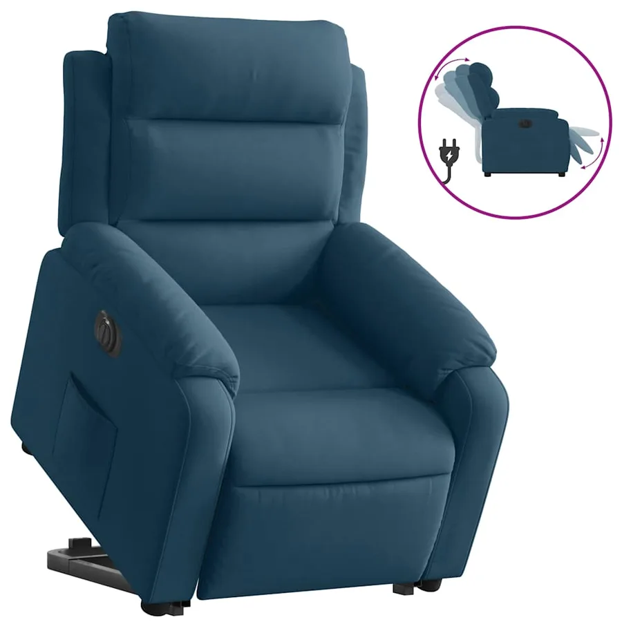 Fauteuil inclinable électrique bleu velours - 2