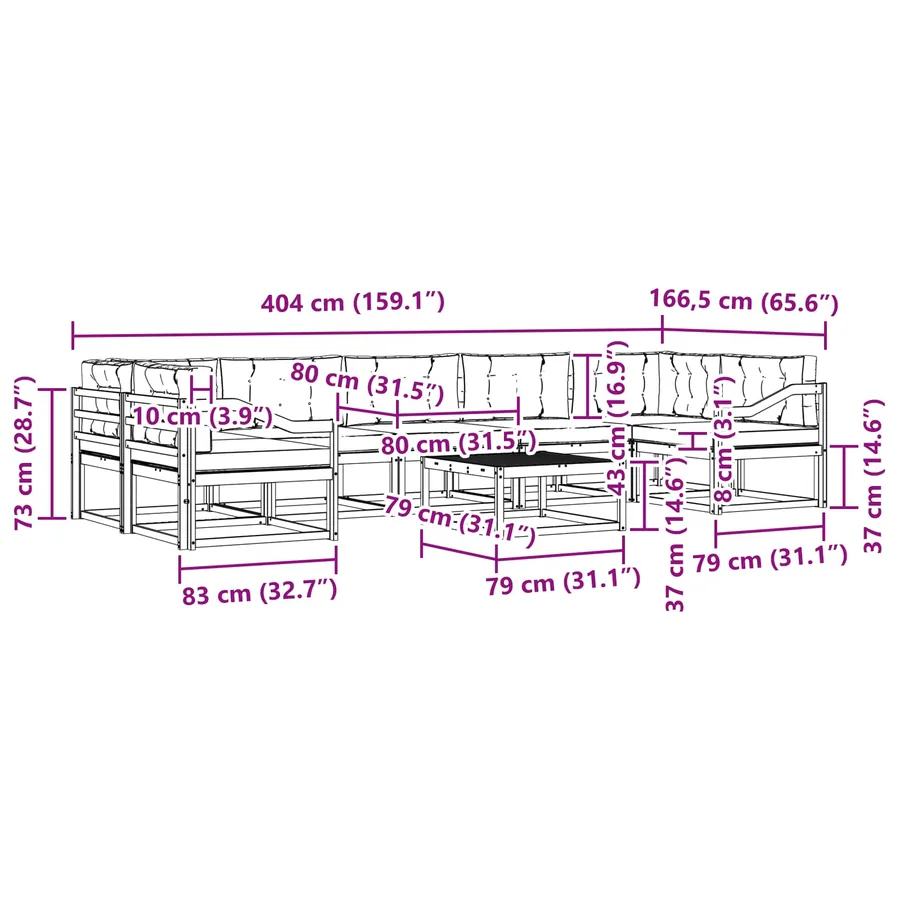 Ensemble de canapés d'extérieur 6 pcs Blanc et Beige - 7