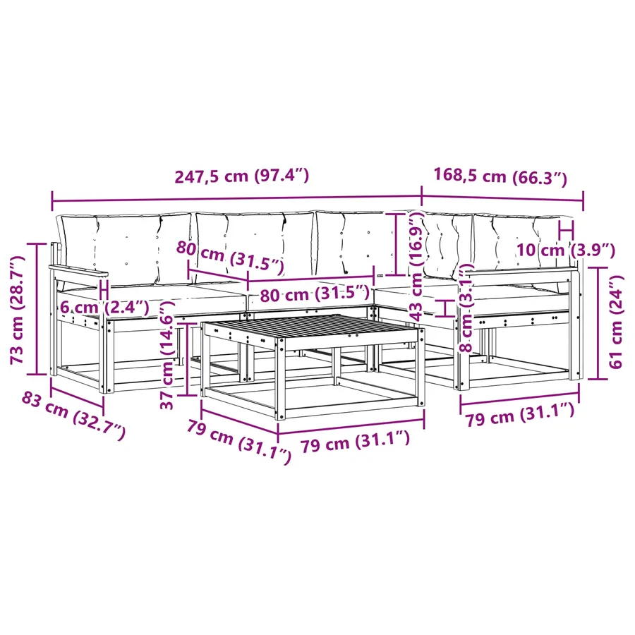 Ensemble de canapés d'extérieur 5 pcs Blanc et Beige - 7