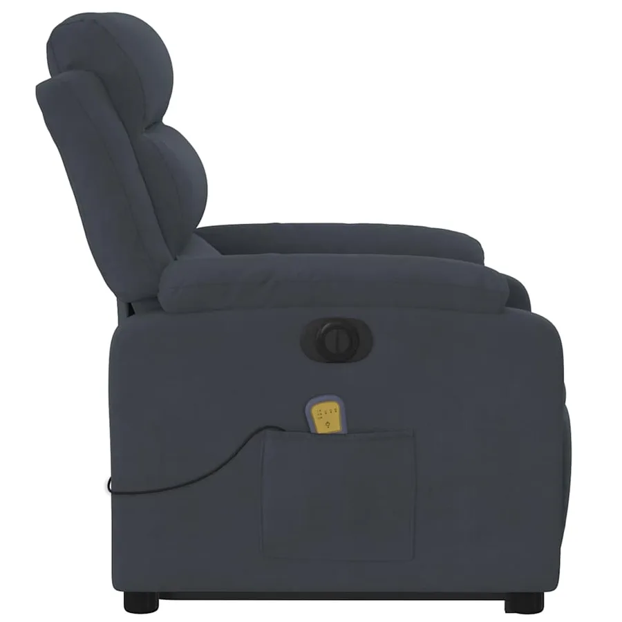 Fauteuil inclinable de massage électrique gris foncé velours - 10