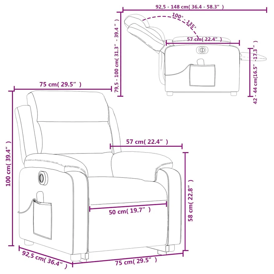 Fauteuil inclinable de massage électrique gris foncé velours - 17
